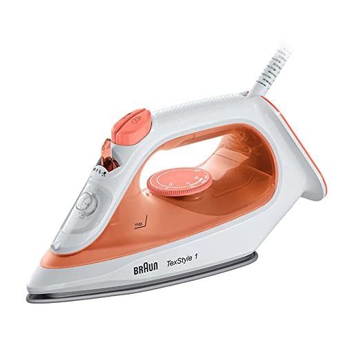 Braun Texstyle 1 Si 1009 Steam Iron Non-Stick Soleplate 1900 W Orange, White