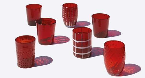 Zafferano Melting Pot Mp00111 - Set Di 6 Bicchieri Misti, Colore: Rosso