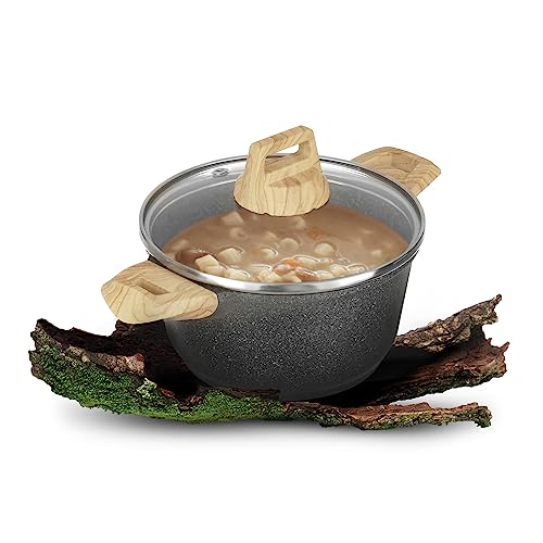 Kasanova Mini Casseruola Antiaderente 14 Cm, Pentola Piccola Monoporzione Eco Petra Evolution