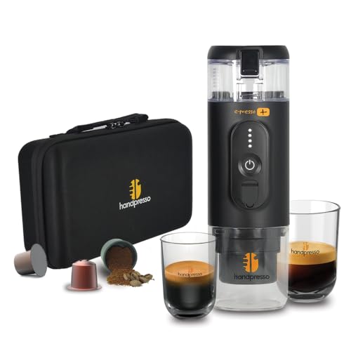 Handpresso - Macchina Caffè A Batteria E-Presso+ Con Valigetta|Macchina Caffè Portatile Alta Capacita: Ricarica Usb/Batt Rimovibile/Serbatoio 90Ml (11