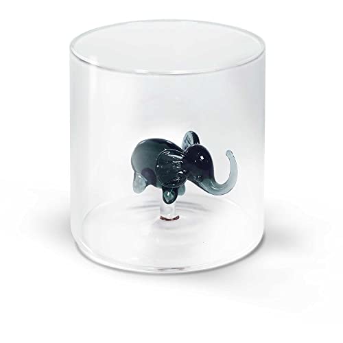Wd Lifestyle Bicchiere In Vetro Borosilicato. Capacità 250 Ml. Decoro Elefante.