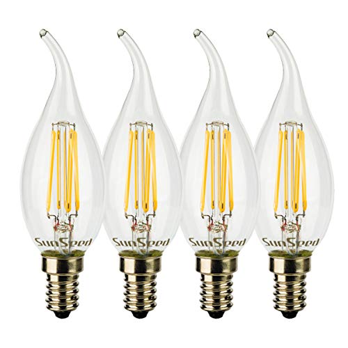 Sunseed 4X Lampadina E14 Filamento Led 5W Colpo Di Vento 600 Lumen Luce Calda 2700K
