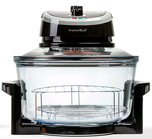 Premiertech Forno Alogeno Ad Aria Ventilato, 17 Litri, 1400 Watt, Cuoce Senza Olio, Gratina, Arrostisce, Scongela, Essicca, Sterilizza, Nero, Pt-Fa12B