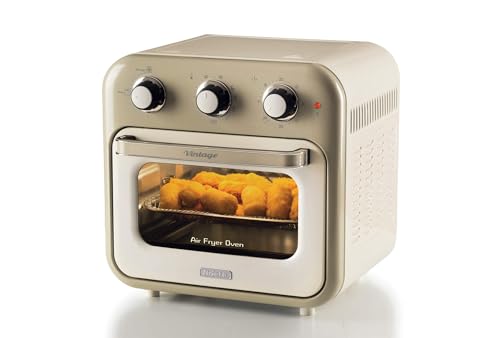Ariete 4632 Friggitrice Ad Aria E Forno Vintage, 1400W, 2In1, Capacità 16L, Accessori Inclusi, Timer 60 Minuti, Doppio Vetro, Beige