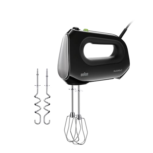 Braun Multimix2 Hm2110Bk Sbattitore Elettrico, 4 Velocità + Turbo, Easy-Click Cambio Accessori Facilitato, In Dotazione 2 Fruste E 2 Ganci Impastatori