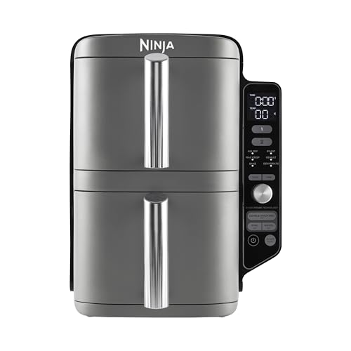 Ninja Double Stack Xl Friggitrice Ad Aria Verticale, Doppia Zona, 4 Livelli Di Cottura E 2 Cassetti, Capienza 9.5L, 6 Funzioni, 8 Porzioni, Componenti