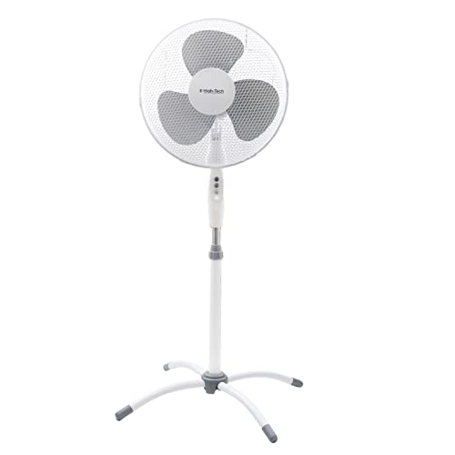 High-Tech Ventilatore Silenzioso Bianco Con 3 Velocità E 45 Watt + Piantana H130 Cm Con Rotazione Di 90° E 3 Lame Rinfresca La Tua Estate !