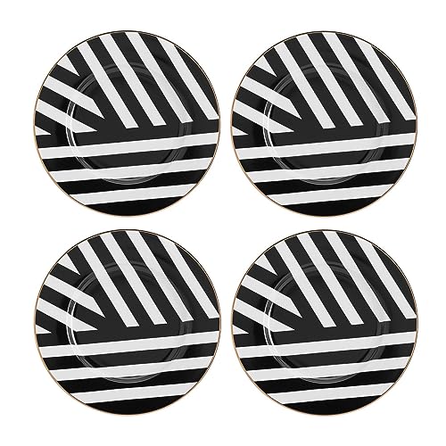 Mikasa Luxe Deco Set Di 4 Piatti Piccoli In Porcellana Con Motivo Art Deco, 21Cm | Piatti Piccoli Deluxe Per 4 - Confezione Regalo E Lavabile In Lavas