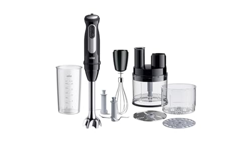 Braun Multiquick 5 Pro Mq55755M, Frullatore A Immersione Con 25 Livelli Di Velocità, Easy Click System Plus, 1000 W, Nero Con Mini Robot Da Cucina, Tr