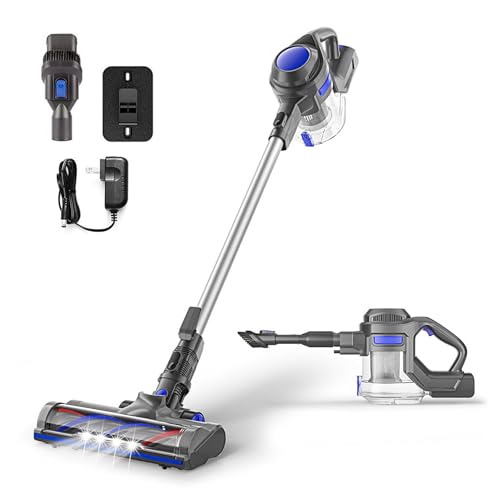 Air Essence Aspirapolvere Senza Fili Bise, Blue Vacuum Cleaner 100Airwatt, Aspirapolvere 210W, Blu, Spazzola Flessibile Con Illuminazione A Led, Aspir