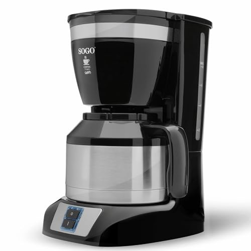Sogo Coffee Machine For 10 Cups 800 Watt 1 Litre Coffee Ss-5660 Black/Silver