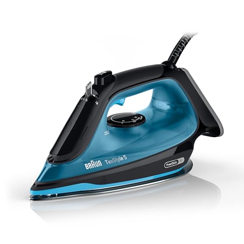 Braun Texstyle 5 Si5256Bl, Ferro Da Stiro Con Piastra Freeglide 3D Superceramic, Punta Di Precisione, Manico Ergonomico, Ricarica 300Ml, Sistema Antig