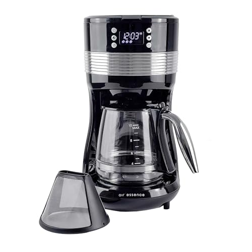 Air Essence Macchina Per Caffè A Filtro Aroma Overflow, Colore Nero, 1,4 Litri, 10 Tazze, Caffettiera A Filtro, Con Dettagli Cromati Per Un Design Ele