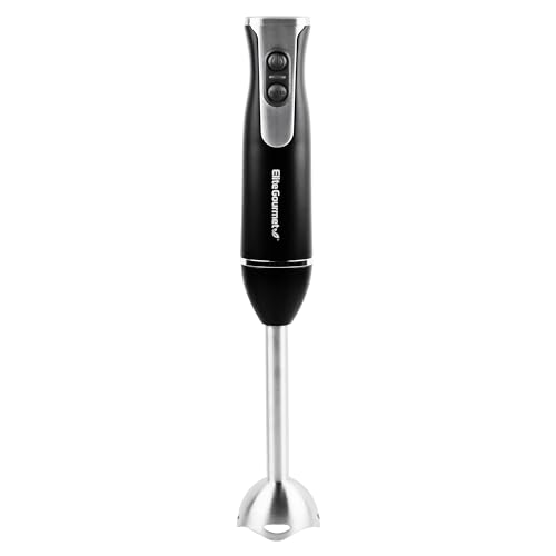Elite Gourmet Ehb1015 Frullatore A Immersione 500 Watt 2 Velocità Di Frullatura Con Lame In Acciaio Inox, Frullatore A Immersione Removibile, Alimenti