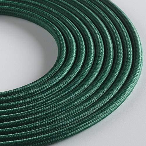 Klartext - Cavo Tessile Tondo Lumière Per Illuminazione, 3X0,75Mm, Verde Scuro, 3Mt.|Attenzione: Cavo Terra Incluso! Massima Sicurezza Anti Scossa!