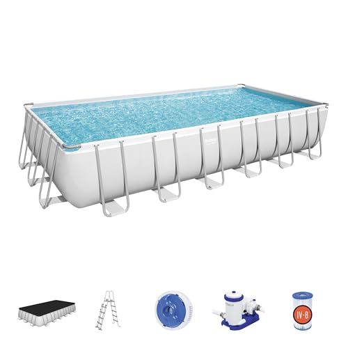 Bestway 56474-3 Set Piscina Fuori Terra Power Steel Rettangolare Da 732X366X132 Cm