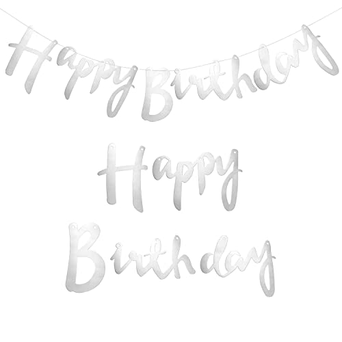 5 M Happy Birthday Striscione In Argento Metallizzato, Con Scritta "Happy Birthday", Ghirlanda Da Appendere, Decorazione Di Compleanno Per Adulti E Ba