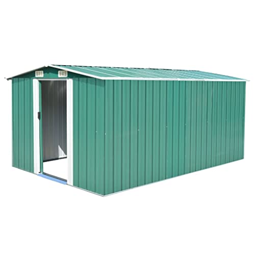 Vidaxl Capanno Da Giardino Metallo Verde 257X398X178Cm Casetta Riparo Attrezzi