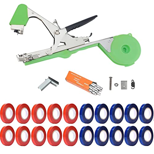 Legatrice Per Piante,Pinza Legatrice Per Piante,Con 20 Rotoli Di Nastro Ed 1 Scatola Di Graffette Tying Macchina Nastro Strumento Attrezzo Da Giardina