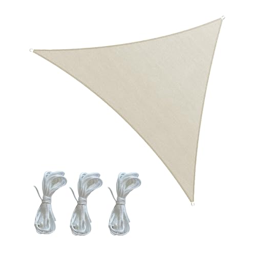 Rebecca Mobili Telo Ombreggiante Triangolare, Tenda A Vela Impermeabile, Bianco Crema, Poliestere, Con Anelli E Corde, Per Giardino Terrazzo - Misure: