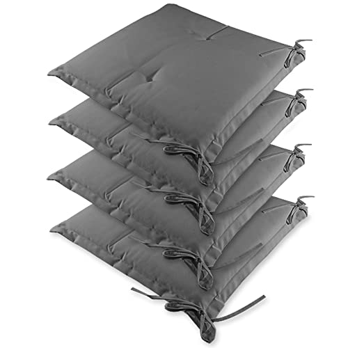 Detex Set Cuscini Da Seduta Sydney 4Pz Esterni Idrorepellenti 41X37Cm Cuscini Per Sedie Da Giardino Grigio Chiaro