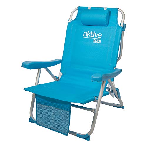 Aktive 53983 - Sedia A Zaino Pieghevole In Alluminio Beach 64X63X82 Cm - 5 Posizioni