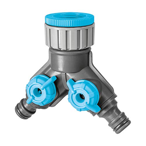 Cellfast Distributore Doppio Attacco Per Tubo Da Giardino Ramificazione Regolazione Continua Rubinetto G3/4" G1 Ideal