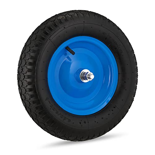 Relaxdays Ruota Per Carriola 4.80 4.00-8, Pneumatico Di Scorta Ad Aria, Cerchione In Acciaio, Max. 120 Kg, Nero Blu