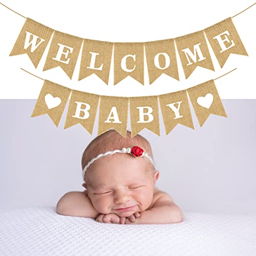 Benvenuti Nel Nostro Festone In Iuta Rustico, Per Baby Shower, In Stile Vintage, Per Baby Shower, Decorazione Per Baby Shower