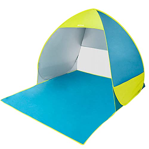Aktive 62165-Tenda Da Spiaggia Pop Up Beach, Colore Blu E Verde, 62165