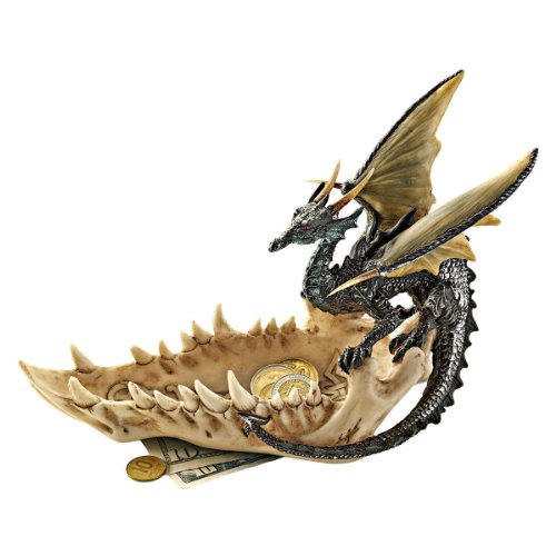 Design Toscano Mascella Del Drago Offrendo Piatto, 9X23X16.5 Cm