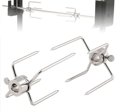 Piqiuqiu 2 Fermagli Per Spiedo Girevole, Forchette Rotisserie Universali In Acciaio Inox Per Pollo, Diametro Shish 12 Mm