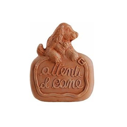 Decorazione Attenti Al Cane Rifinita A Mano 20 Cm In Terracotta Giardino