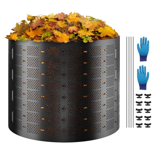 Vevor Compostiere Da Giardino 1000L Ca. Contenitore Per Compost Da Esterni In Hdpe Espandibile Diametro 106,68 Cm Grande Capacità Per La Raccolta Dell
