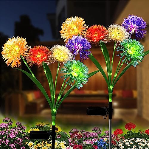 Sunboia 2 Lampade Solari Per Esterni Da Giardino, Decorazione Da Giardino, Dente Di Leone, Con 50 Led, Ip65, Impermeabile, Per Prato, Balcone, Terrazz