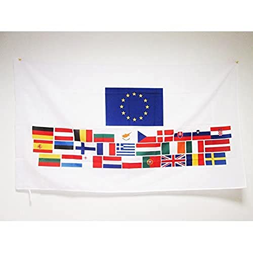 Az Flag Bandiera Unione Europea 28 Stati Membri 150X90Cm - Bandiera Paesi Ue 90 X 150 Cm Foro Per Asta