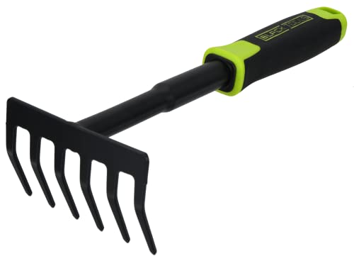 Black Tools® - Rastrello A Mano Da Giardino, Per Pulire E Allentare, Manico Antiscivolo, Resistente Alla Corrosione, Lunghezza 30 Cm, Per Giardino, Va