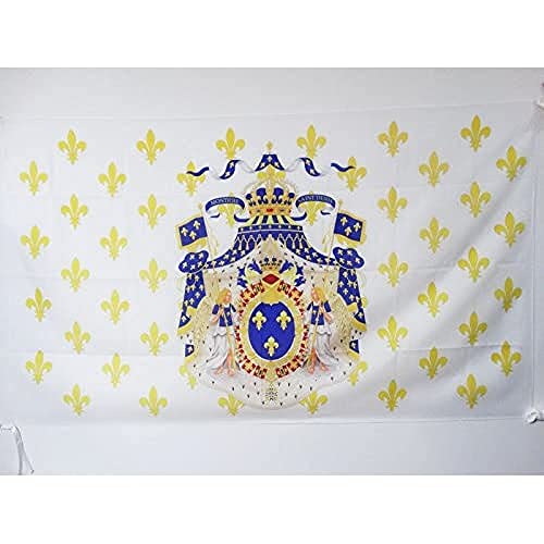 Az Flag Bandiera Regno Di Francia Stemma 90X60Cm - Bandiera Blasone Reale Francese 60 X 90 Cm Foro Per Asta