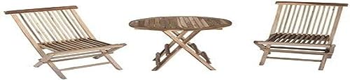 Java Exclusiv Ambientehome 62307 Set Da Balcone 3 Pezzi, Composto Da Tavolo 60 Cm E 2 Sedie Pieghevoli In Teak