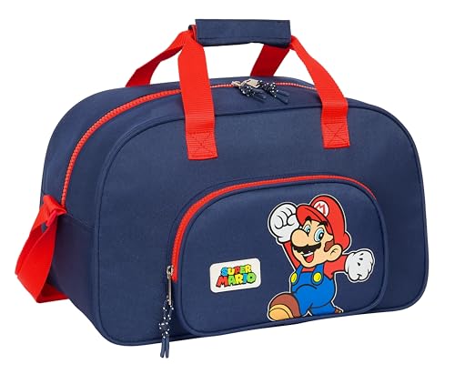 Super Mario World - Borsa Sportiva, Zaino Ideale Per Bambini Di Diverse Età, Comoda E Versatile, Qualità E Resistenza, 40 X 23 X 24 Cm, Colore Blu Mar