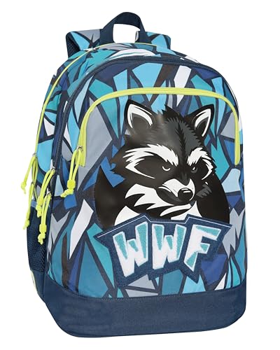 Wwf - Zaino Scuola Per Bambini E Ragazzi, Con 3 Ampi Scomparti Chiususi Con Zip, Vano Porta Pc, Tasca Frontale, Schienale Imbottito E Rinforzato, Spal
