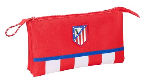 Safta Atletico De Madrid - Astuccio Triplo, Astuccio Per Bambini, Ideale Per Bambini In Età Scolastica, Comodo E Versatile, Qualità E Resistenza, 22 X