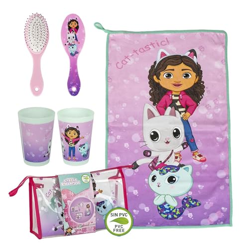 Borsa Da Toilette Da Viaggio Gabby'S Dollhouse - Rosa - 23 X 15 X 8 Cm - Grande Capacità Di Stoccaggio - Chiusura A Cerniera - Prodotto Originale Dise