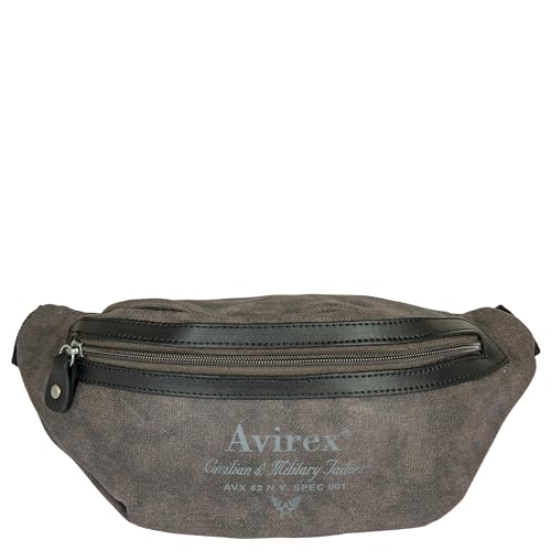 Avirex, Marsupio Da Uomo In Canvas Spalmato Con Dettagli In Ecopelle, Collezione Pasadena, Psd18 (Dark Grey)