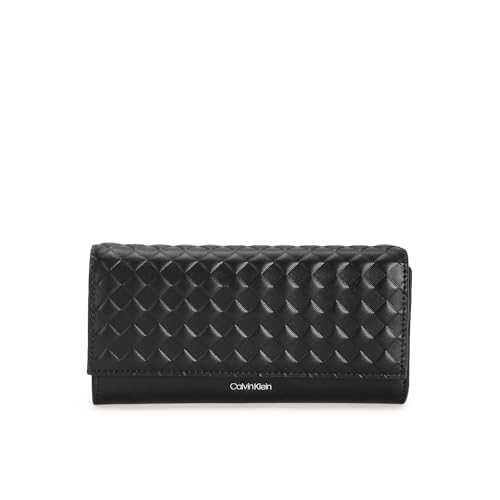 Calvin Klein Portafoglio Trifold Da Donna Quilt Large Nero