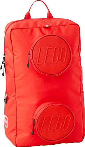 Lego® Signature Zaino Mattoncino 1X2 Con Scomparto Per Tablet/Laptop, 18L, Doppia Tasca Frontale Porta Accessori - Rosso