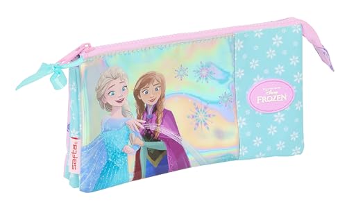 Safta Frozen Cool Days - Astuccio Triplo, Astuccio Per Bambini, Ideale Per Bambini In Età Scolastica, Comodo E Versatile, Qualità E Resistenza, 22 X 3