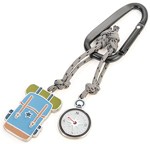 Troika Portachiavi Con Moschettone In Alluminio Smaltato, Metallo Pressofuso E Nylon, Motivo: Zaino Da Trekking E Bussola, Kr22-06/Bk, Nero, Handlich,