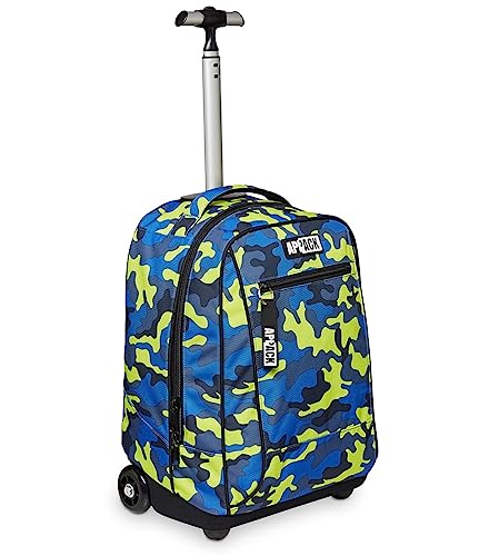 Appack Big Trolley Scuola, Blu, 2 In 1, Doppio Uso, Zaino Con Carrello Fisso E Crossover System, Viaggio, Bambino Ragazzo