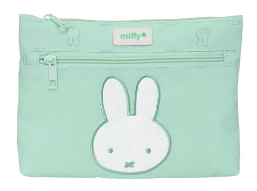 Safta Miffy Menta – Astuccio Per Scuola Grande, Con Doppia Cerniera, Astuccio Per Bambini, Comodo E Versatile, Facile Da Pulire, 23 X 3 X 16 Cm, Color